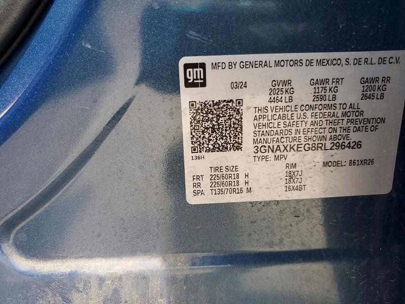 55766156 :رقم المزاد ، 3GNAXKEG8RL296426 vin ، 2024 Chevrolet Equinox مزاد بيع