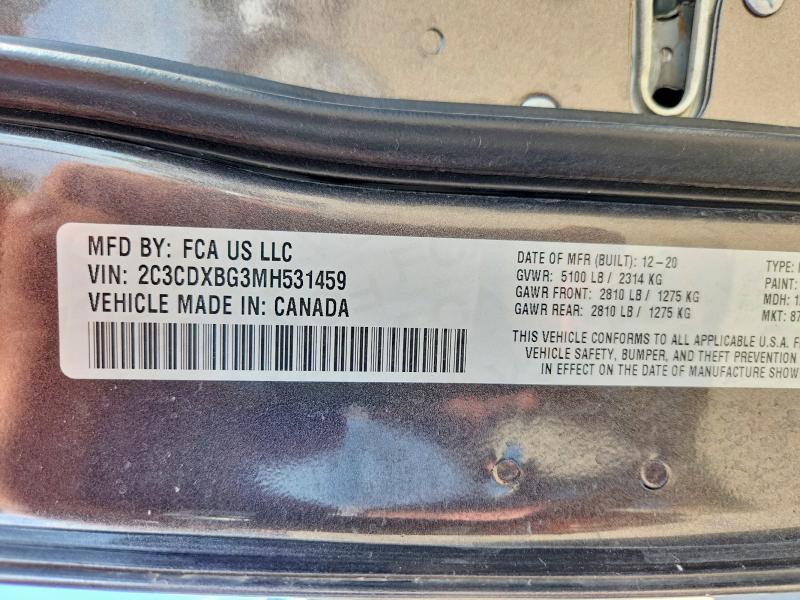 Продажа на аукционе авто 2021 Dodge Charger, vin: 2C3CDXBG3MH531459, номер лота: 57060926