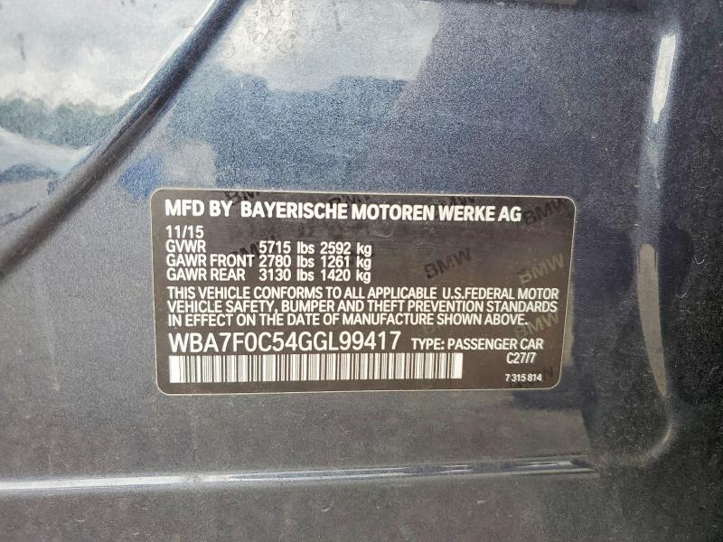 Продажа на аукционе авто 2016 Bmw 750, vin: WBA7F0C54GGL99417, номер лота: 59299956