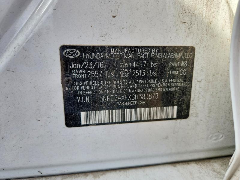 2016 Hyundai Sonata მანქანა იყიდება აუქციონზე, vin: 5NPE24AFXGH383873, აუქციონის ნომერი: 57657756