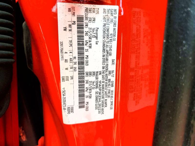 Продаж на аукціоні авто 2017 Ford Focus, vin: 1FADP3K23HL282230, номер лоту: 55923546