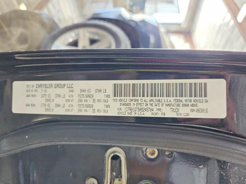 2010 Dodge Ram 1500 მანქანა იყიდება აუქციონზე, vin: 1D7RB1GT5AS245704, აუქციონის ნომერი: 59251316