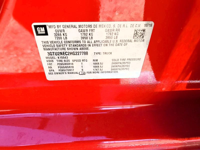 Продажа на аукционе авто 2017 Gmc Sierra, vin: 3GTU2NEC2HG227788, номер лота: 56190586