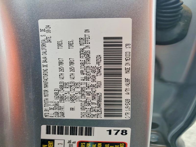 2024 Toyota Tacoma მანქანა იყიდება აუქციონზე, vin: 3TMLB5JN4RM066625, აუქციონის ნომერი: 56005386