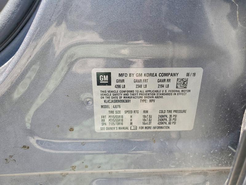 59122196 :رقم المزاد ، KL4CJASB0KB963691 vin ، 2019 Buick Encore مزاد بيع