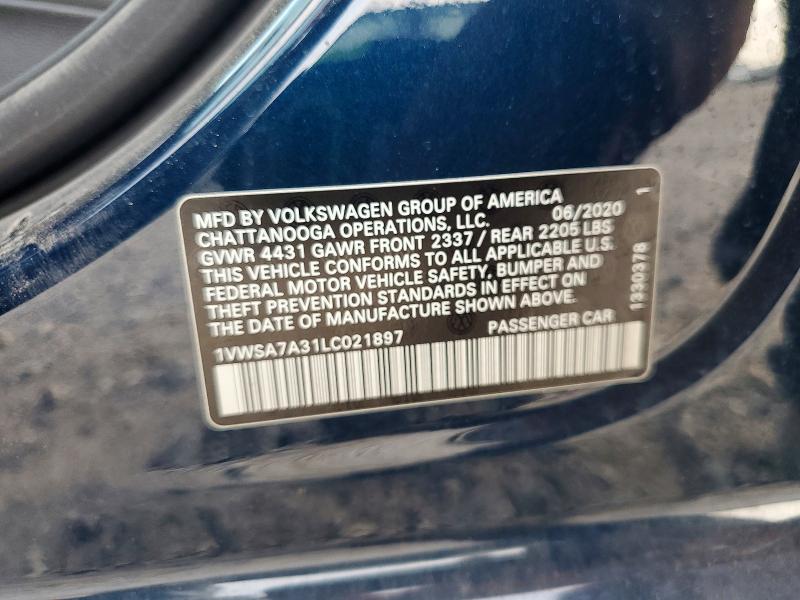 Продаж на аукціоні авто 2020 Volkswagen Passat, vin: 1VWSA7A31LC021897, номер лоту: 58650786