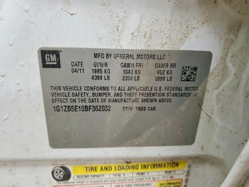 2011 Chevrolet Malibu მანქანა იყიდება აუქციონზე, vin: 1G1ZB5E10BF362032, აუქციონის ნომერი: 56951196