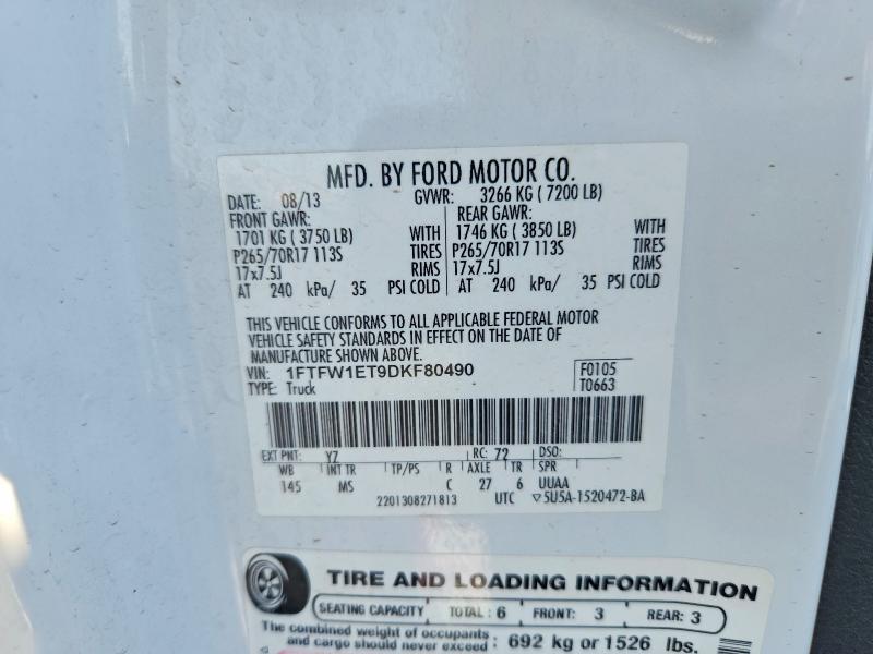Aukcja sprzedaży 2013 Ford F150, vin: 1FTFW1ET9DKF80490, numer aukcji: 57785806