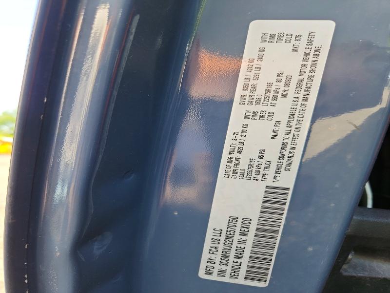 55705846 :رقم المزاد ، 3C6MRVJG2ME570750 vin ، 2021 Ram Promaster 3500 مزاد بيع