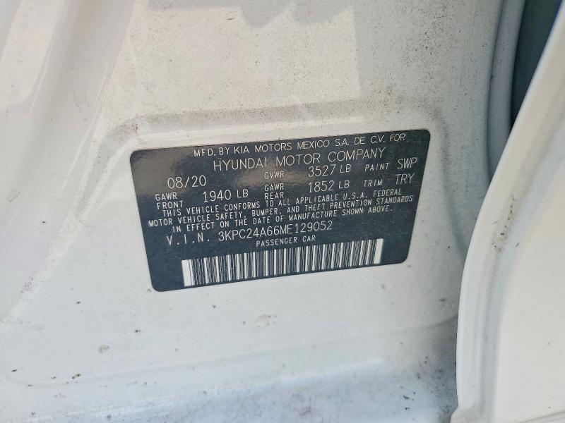 56245666 :رقم المزاد ، 3KPC24A66ME129052 vin ، 2021 Hyundai Accent مزاد بيع