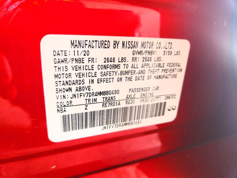 Продажа на аукционе авто 2021 Infiniti Q50, vin: JN1FV7DR4MM880490, номер лота: 58774836