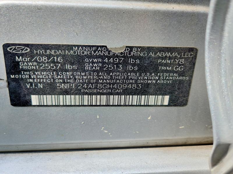 55646976 :رقم المزاد ، 5NPE24AF8GH409483 vin ، 2016 Hyundai Sonata مزاد بيع
