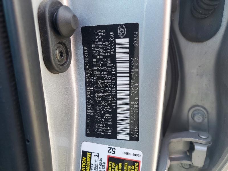 2023 Toyota Camry მანქანა იყიდება აუქციონზე, vin: 4T1G11AK7PU091977, აუქციონის ნომერი: 56239046