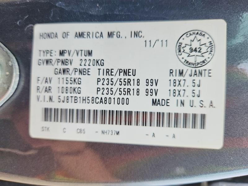 Продажа на аукционе авто 2012 Acura Rdx, vin: 5J8TB1H58CA801000, номер лота: 55837546