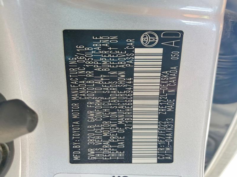 Aukcja sprzedaży 2016 Toyota Corolla, vin: 2T1BURHE6GC694744, numer aukcji: 55140436