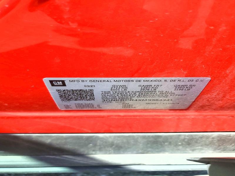 58498146 :رقم المزاد ، 3GNKBCR4XMS554341 vin ، 2021 Chevrolet Blazer مزاد بيع