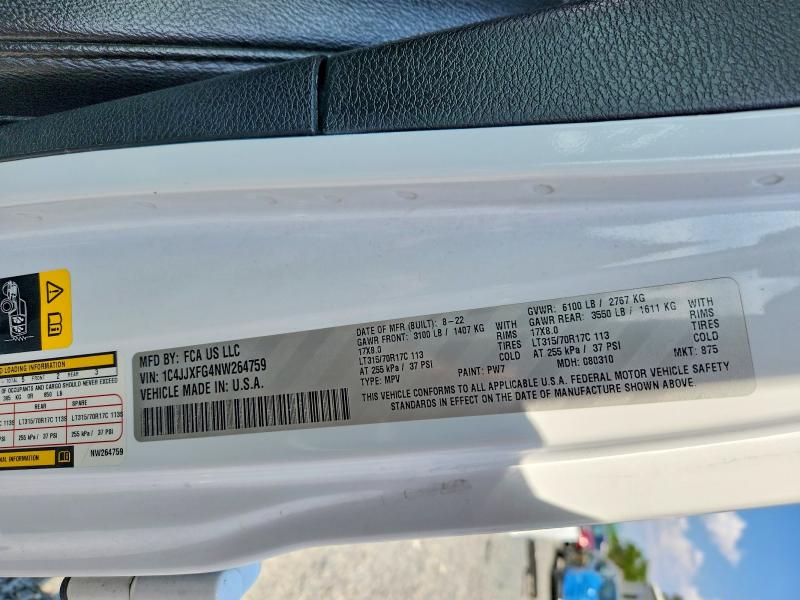 Aukcja sprzedaży 2022 Jeep Wrangler Unlimited, vin: 1C4JJXFG4NW264759, numer aukcji: 57054066