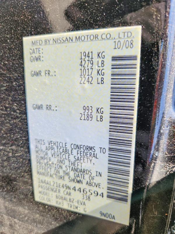 Aukcja sprzedaży 2009 Nissan Altima, vin: 1N4AL21E49N446594, numer aukcji: 56127436