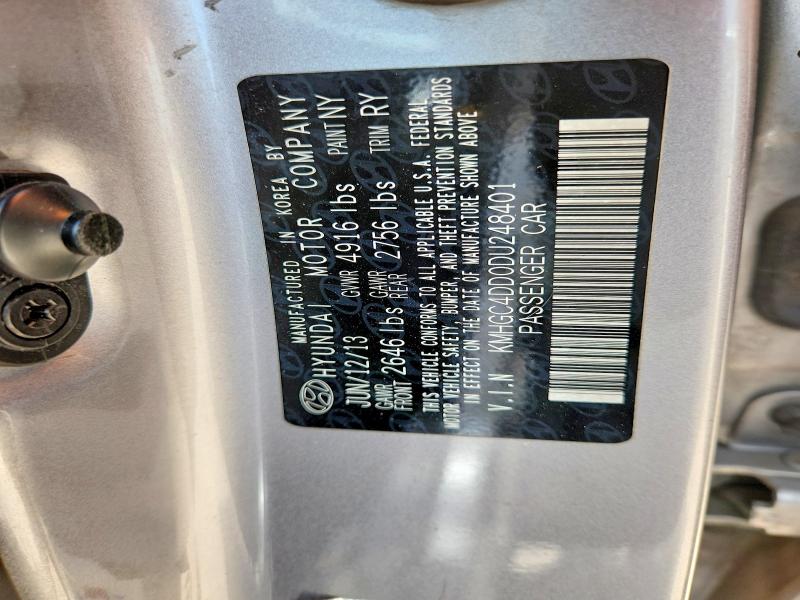 Aukcja sprzedaży 2013 Hyundai Genesis, vin: KMHGC4DD0DU248401, numer aukcji: 58438646