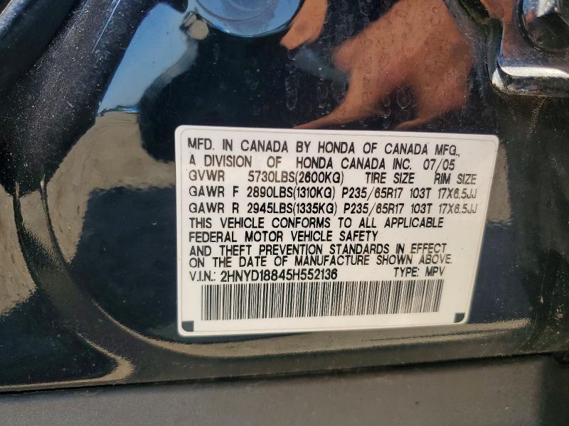 56193096 :رقم المزاد ، 2HNYD18845H552136 vin ، 2005 Acura Mdx مزاد بيع