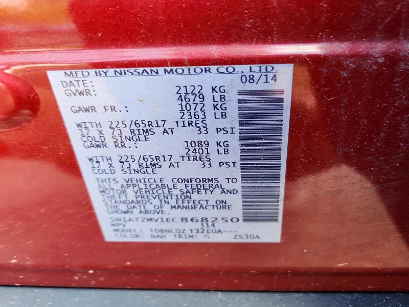 Aukcja sprzedaży 2014 Nissan Rogue, vin: 5N1AT2MV1EC868250, numer aukcji: 56058156