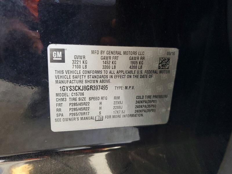 56259806 :رقم المزاد ، 1GYS3CKJ8GR397495 vin ، 2016 Cadillac Escalade مزاد بيع