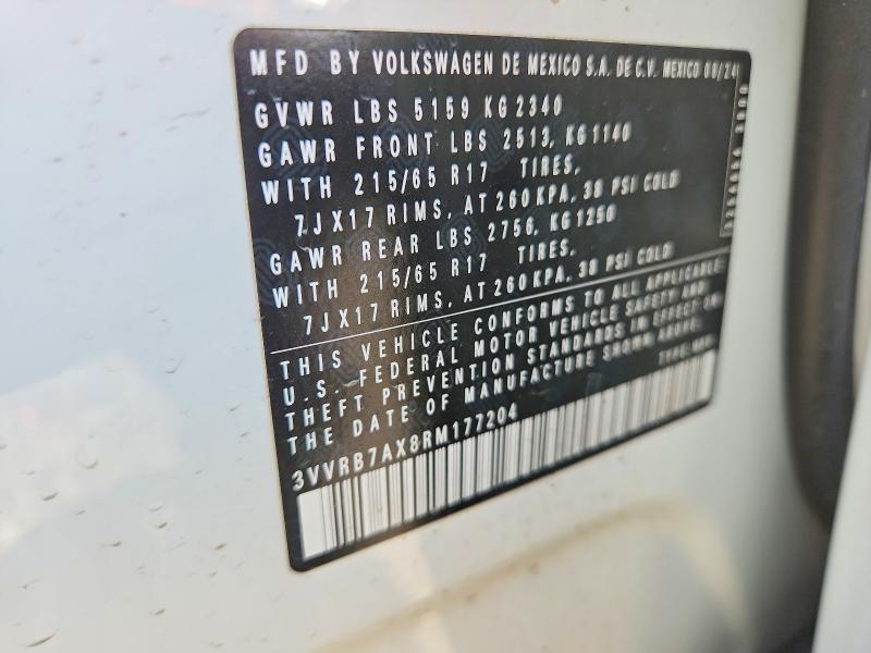 58075956 :رقم المزاد ، 3VVRB7AX8RM177204 vin ، 2024 Volkswagen Tiguan مزاد بيع
