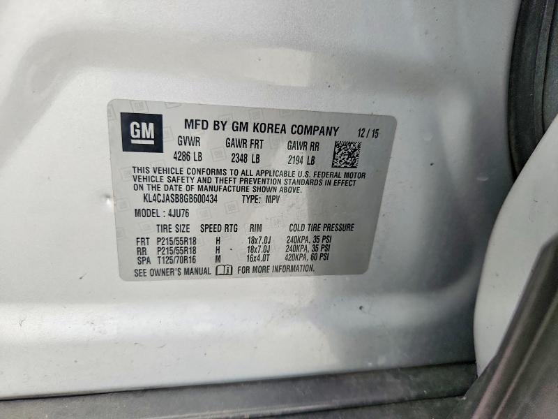 Продаж на аукціоні авто 2016 Buick Encore, vin: KL4CJASB8GB600434, номер лоту: 57885646