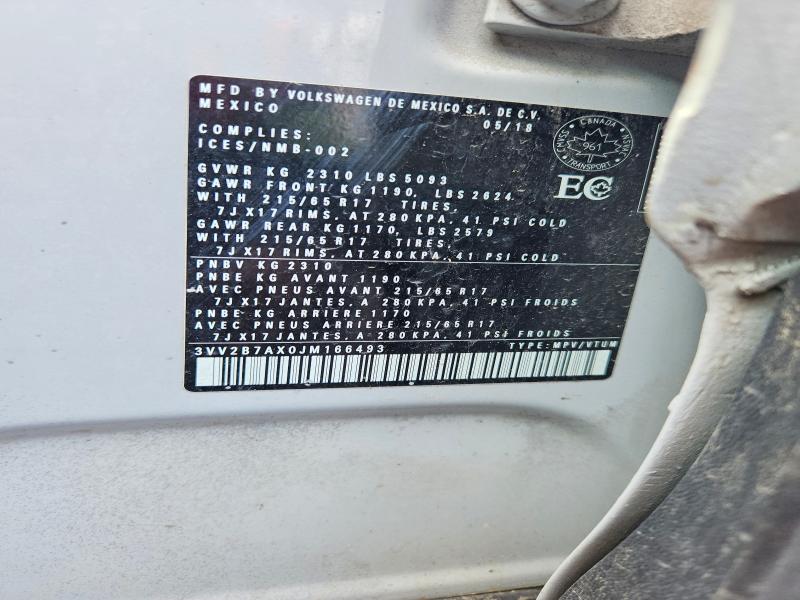 Продаж на аукціоні авто 2018 Volkswagen Tiguan, vin: 3VV2B7AX0JM166493, номер лоту: 55425756