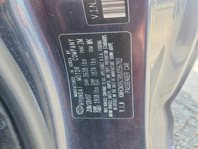 58962766 :رقم المزاد ، KMHCM36C98U056782 vin ، 2008 Hyundai Accent مزاد بيع