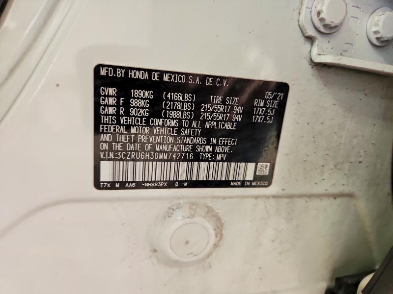 Продажа на аукционе авто 2021 Honda Hr-v, vin: 3CZRU6H30MM742716, номер лота: 57843286