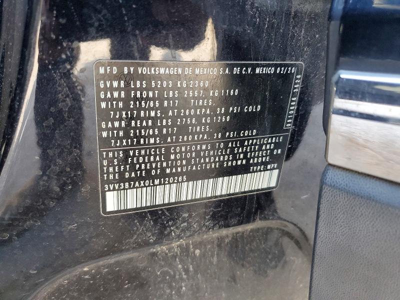 Aukcja sprzedaży 2020 Volkswagen Tiguan, vin: 3VV3B7AX0LM120265, numer aukcji: 58437216