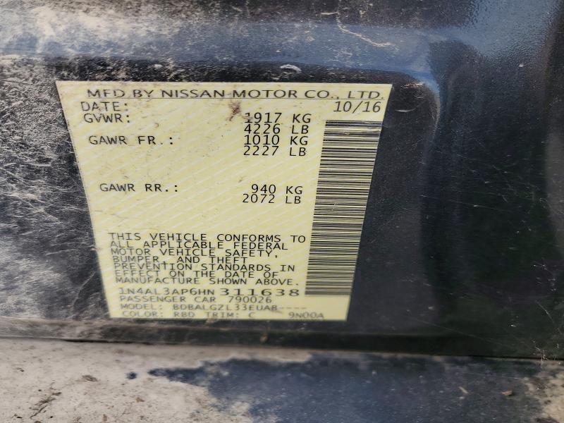58995326 :رقم المزاد ، 1N4AL3AP6HN311638 vin ، 2017 Nissan Altima مزاد بيع