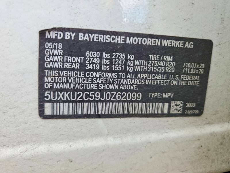 Aukcja sprzedaży 2018 Bmw X6, vin: 5UXKU2C59J0Z62099, numer aukcji: 56807186