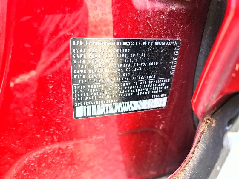 Aukcja sprzedaży 2018 Volkswagen Tiguan, vin: 3VV1B7AX9JM037034, numer aukcji: 58197476