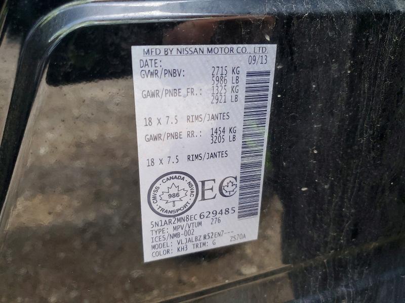55417056 :رقم المزاد ، 5N1AR2MN8EC629485 vin ، 2014 Nissan Pathfinder مزاد بيع