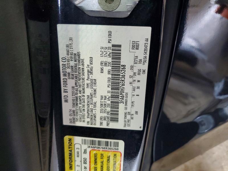Продаж на аукціоні авто 2014 Ford Fusion, vin: 3FA6P0H76ER365268, номер лоту: 58134046