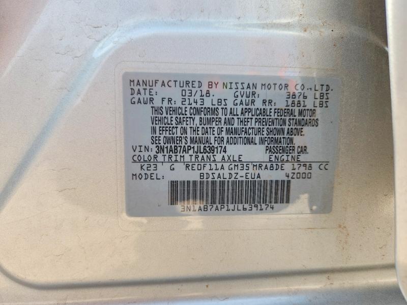 55807106 :رقم المزاد ، 3N1AB7AP1JL639174 vin ، 2018 Nissan Sentra مزاد بيع