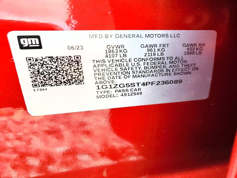 2023 Chevrolet Malibu მანქანა იყიდება აუქციონზე, vin: 1G1ZG5ST4PF236089, აუქციონის ნომერი: 58389166