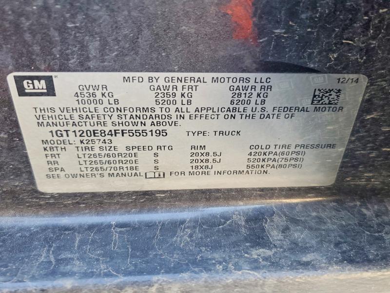 2015 Gmc Sierra მანქანა იყიდება აუქციონზე, vin: 1GT120E84FF555195, აუქციონის ნომერი: 54658466
