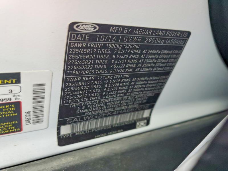 Продажа на аукционе авто 2017 Land Rover Range Rover Sport, vin: SALWG2FK4HA667016, номер лота: 57570046