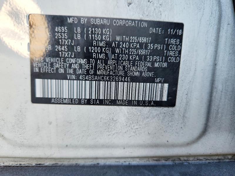 Продажа на аукционе авто 2019 Subaru Outback, vin: 4S4BSAHC6K3269446, номер лота: 56700486