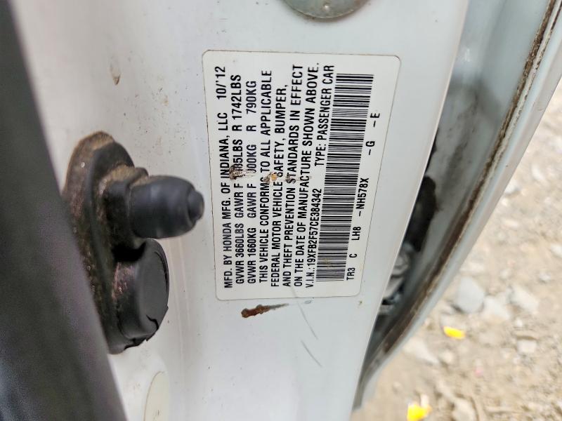 Продажа на аукционе авто 2012 Honda Civic, vin: 19XFB2F57CE384342, номер лота: 56236206