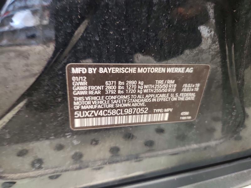 Aukcja sprzedaży 2012 Bmw X5, vin: 5UXZV4C58CL987052, numer aukcji: 58979276