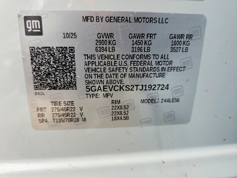 Продаж на аукціоні авто 2026 Buick Enclave, vin: 5GAEVCKS2TJ192724, номер лоту: 55651186