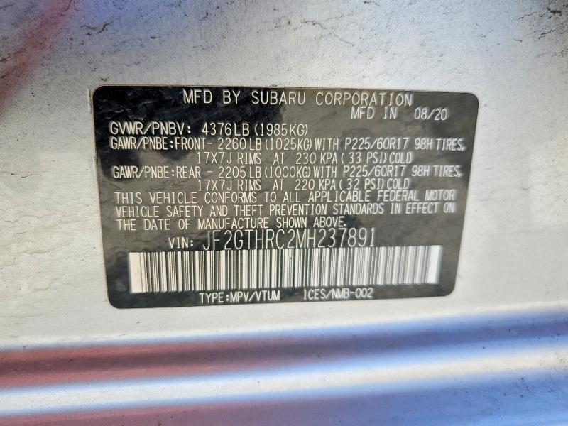 54924306 :رقم المزاد ، JF2GTHRC2MH237891 vin ، 2021 Subaru Crosstrek مزاد بيع