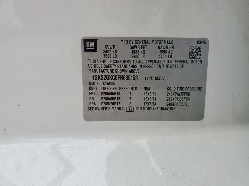 Aukcja sprzedaży 2015 Gmc Yukon Xl, vin: 1GKS2GKC0FR630158, numer aukcji: 58191256