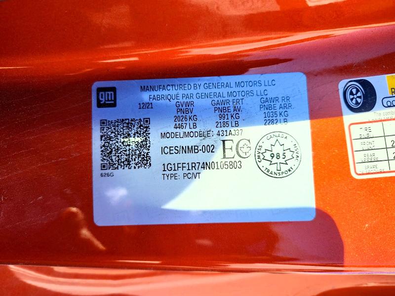 Продажа на аукционе авто 2022 Chevrolet Camaro, vin: 1G1FF1R74N0105803, номер лота: 54045856