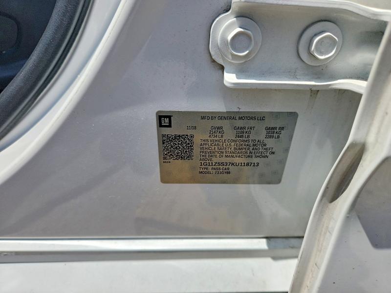2019 Chevrolet Impala მანქანა იყიდება აუქციონზე, vin: 1G11Z5S37KU118713, აუქციონის ნომერი: 56087296