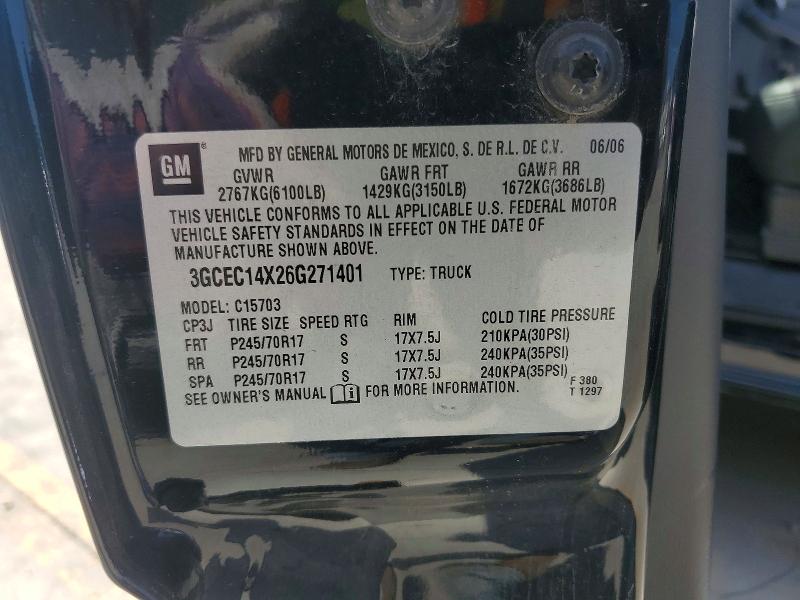 Продаж на аукціоні авто 2006 Chevrolet Silverado, vin: 3GCEC14X26G271401, номер лоту: 58620566